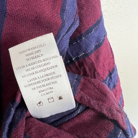 Rails Sloane Blouse Janeiro Stripe Front Tie Flowy Top Size L Purple Gold Stripe - Picture 10 of 10